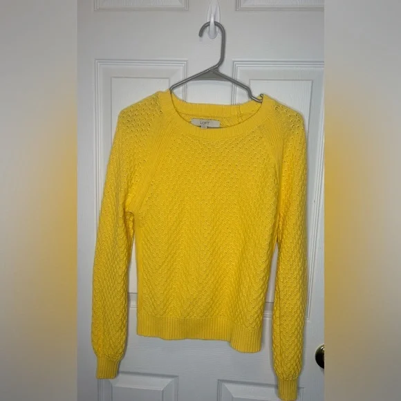 LOFT Cheerful Yellow Knit Sweater - XS - Picture 2 of 4